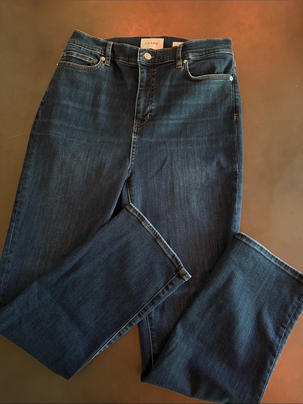 Frame Denim Deep Indigo Women's Straight-Leg Jeans